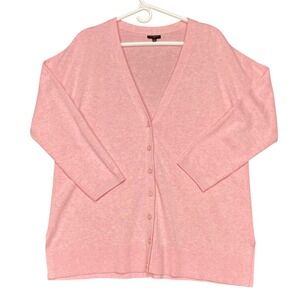 Talbots Women's Plus X Pink Cotton Blend Cardigan Sweater Long Sleeve V-neck